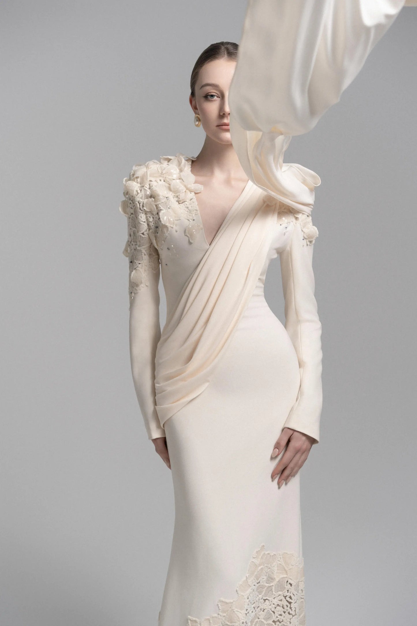 Alluring Lace-Appliqué Mermaid Gown