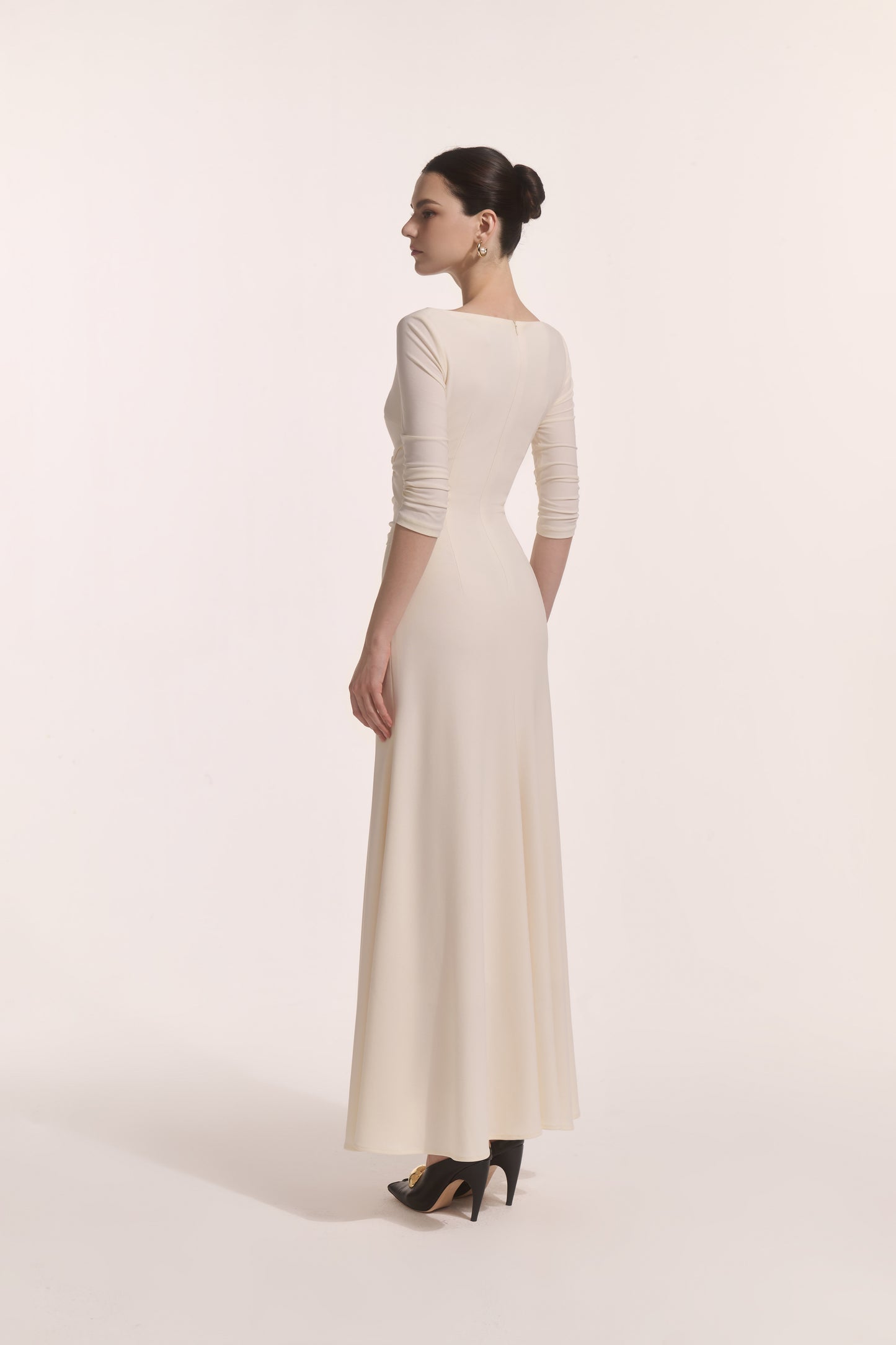 Alba Asymmetric Knot Dress in Cream