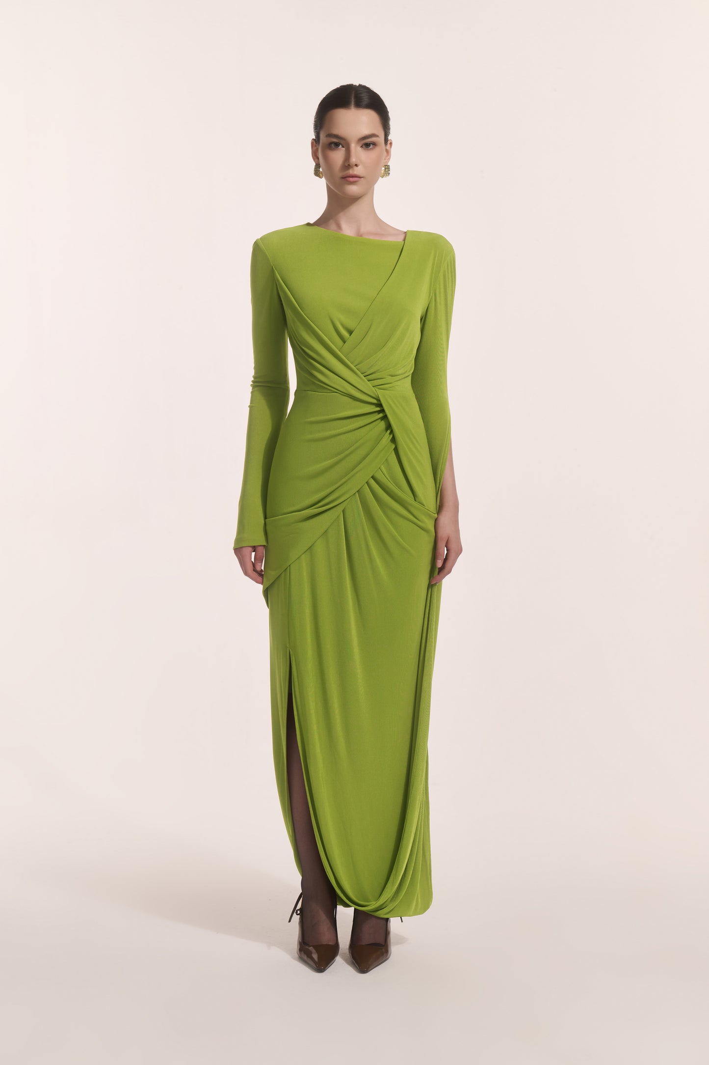 Lunara Tiered Midi in Leafed Lime