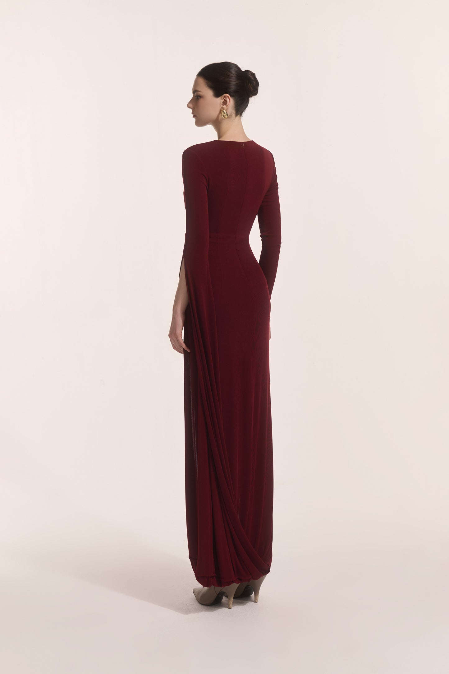 Lunara Tiered Midi in Burgundy