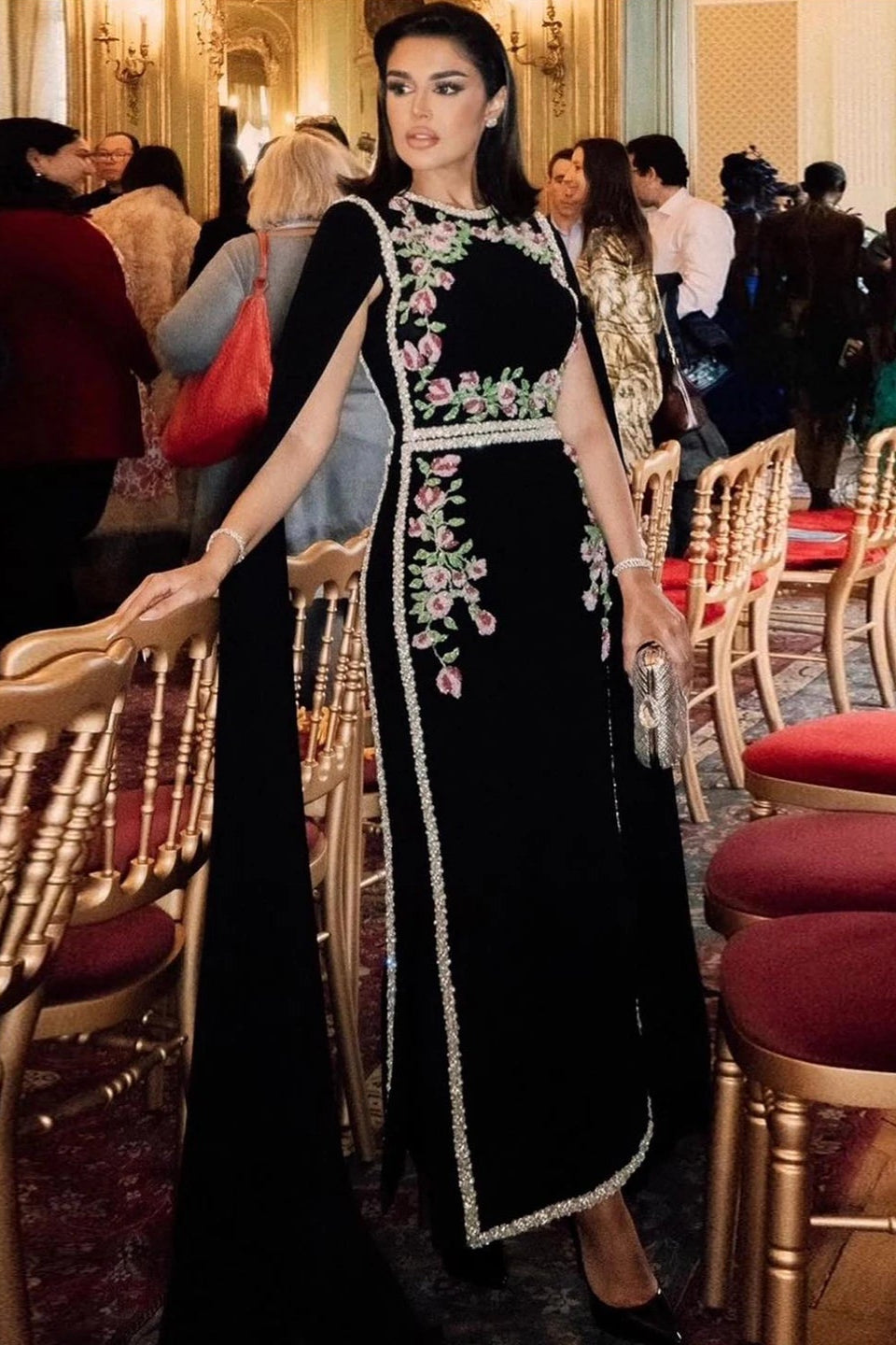 green emerald velvet dress Wedtrend Women Green Bridesmaid Dress A-Line Spaghetti Straps Printed Long Wedding Guest Dress with Slit, Green / US22W