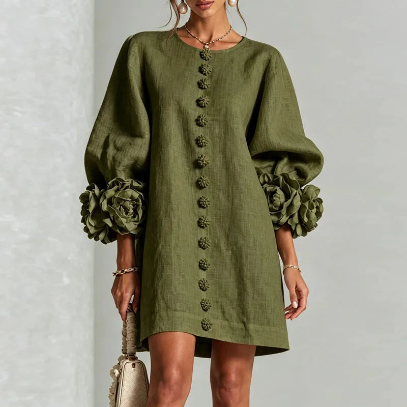 Honoria Flower Cuff Dress