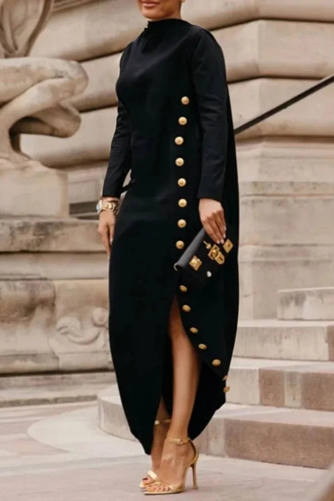 Elegant Maxi Evening Dress - Black / XXL Elegant Maxi Evening Dress - Black / XXL