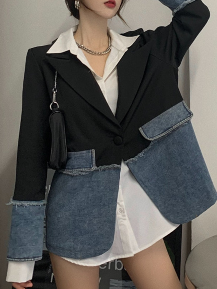 معطف فضفاض المرقعة