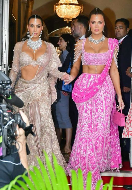 Kardashian Sisters Shimmer in Indian Outfits at Anant Ambani's Grand Wedding