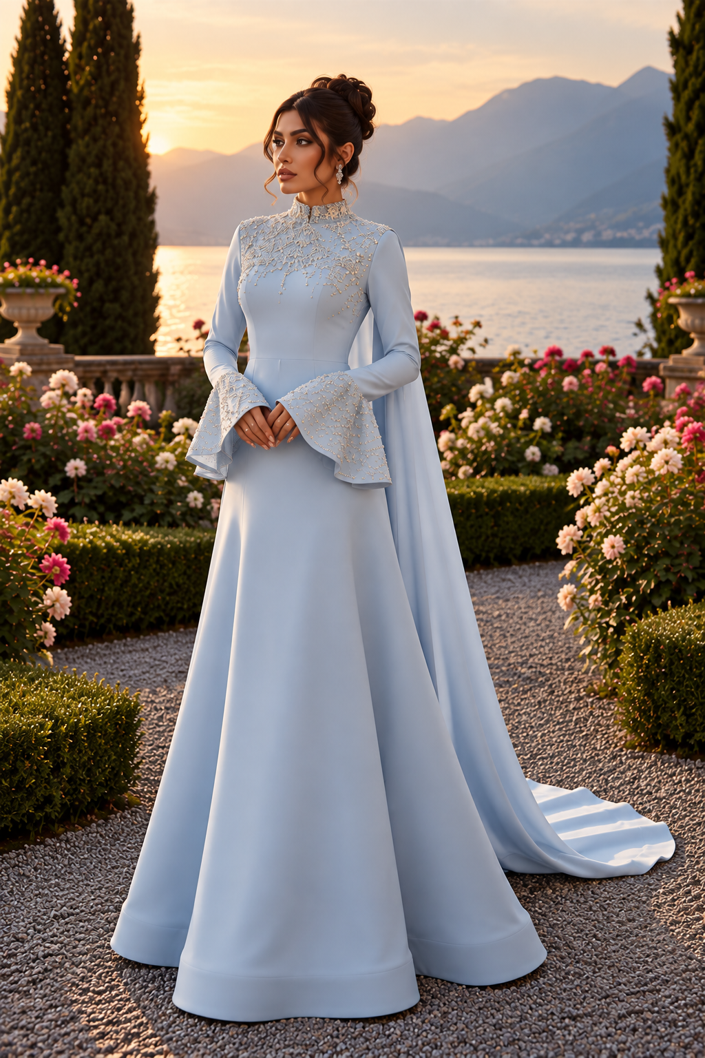 Parisa Crystal Evening Dress