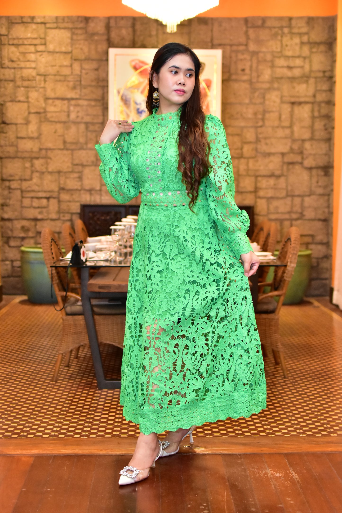 oasis green dress Rent Oasis Green Strappy Lace Midaxi Dress