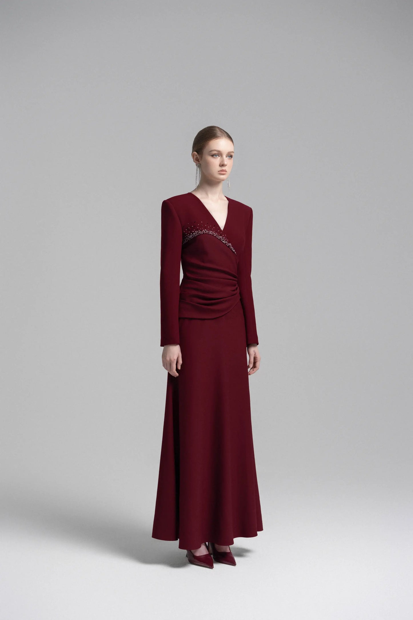 Asymmetrical Lapel Crystal Blazer Dress