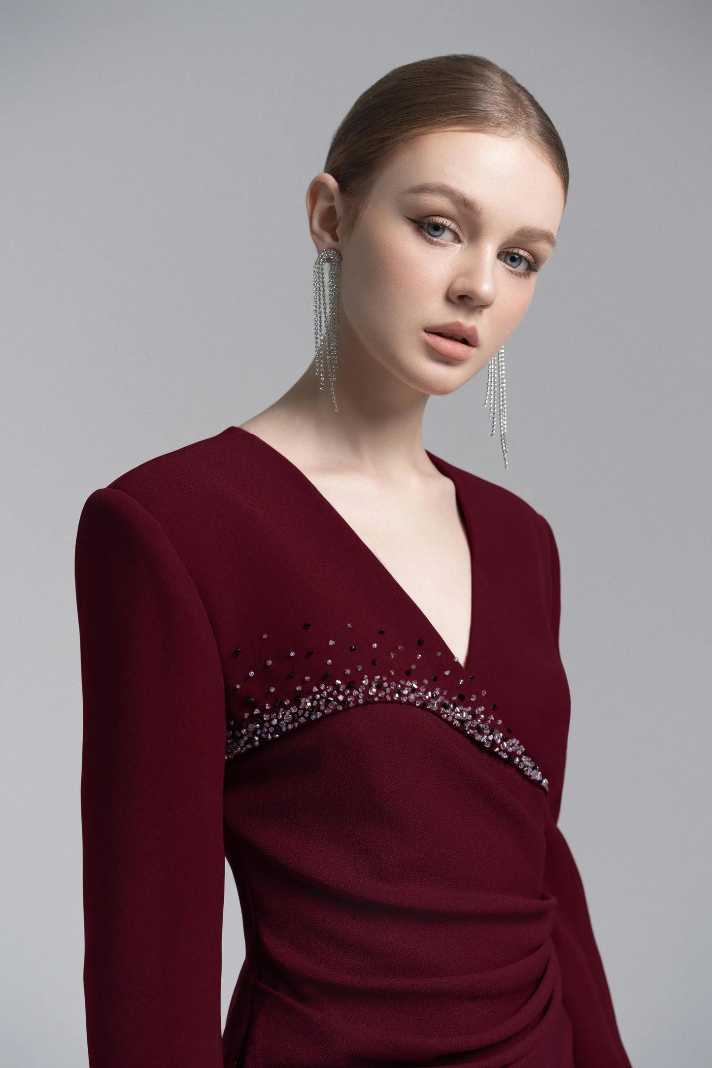 Asymmetrical Lapel Crystal Blazer Dress