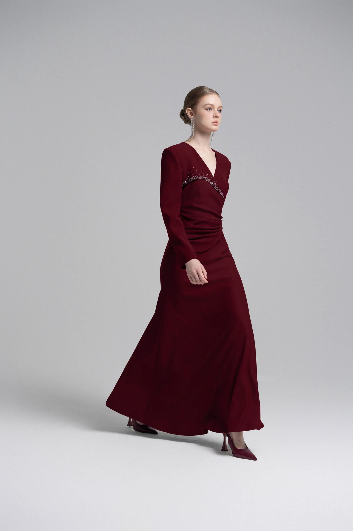 Asymmetrical Lapel Crystal Blazer Dress