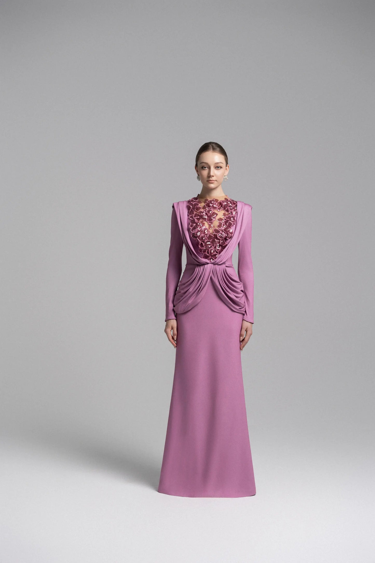 Ethereal Hooded Lace Evening Gown