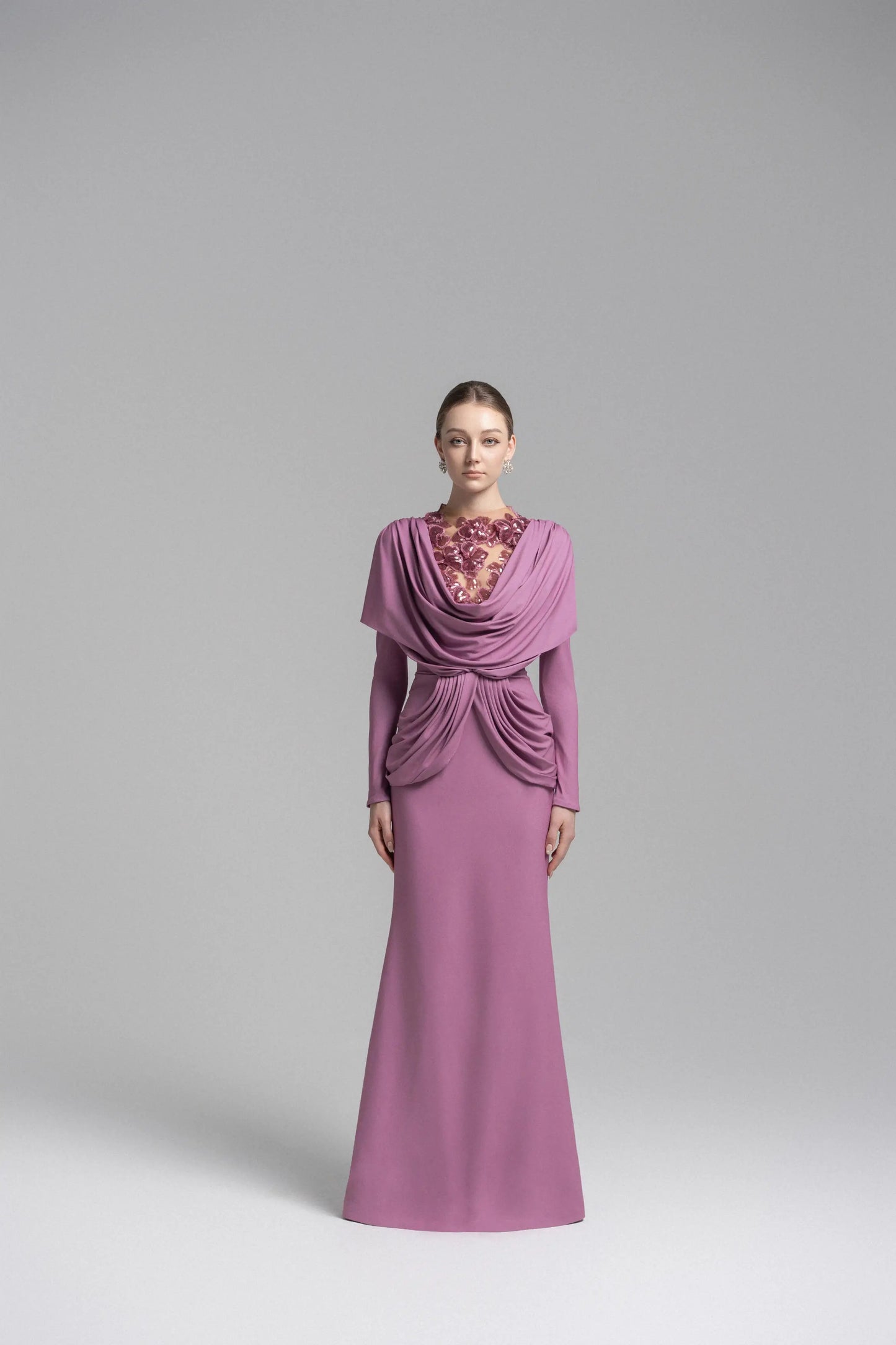 Ethereal Hooded Lace Evening Gown