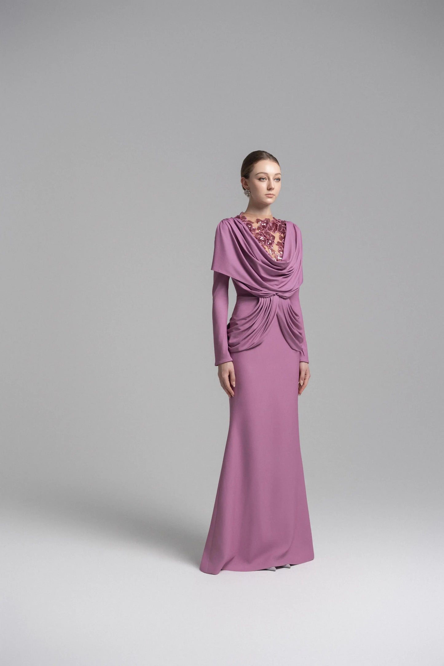 Ethereal Hooded Lace Evening Gown