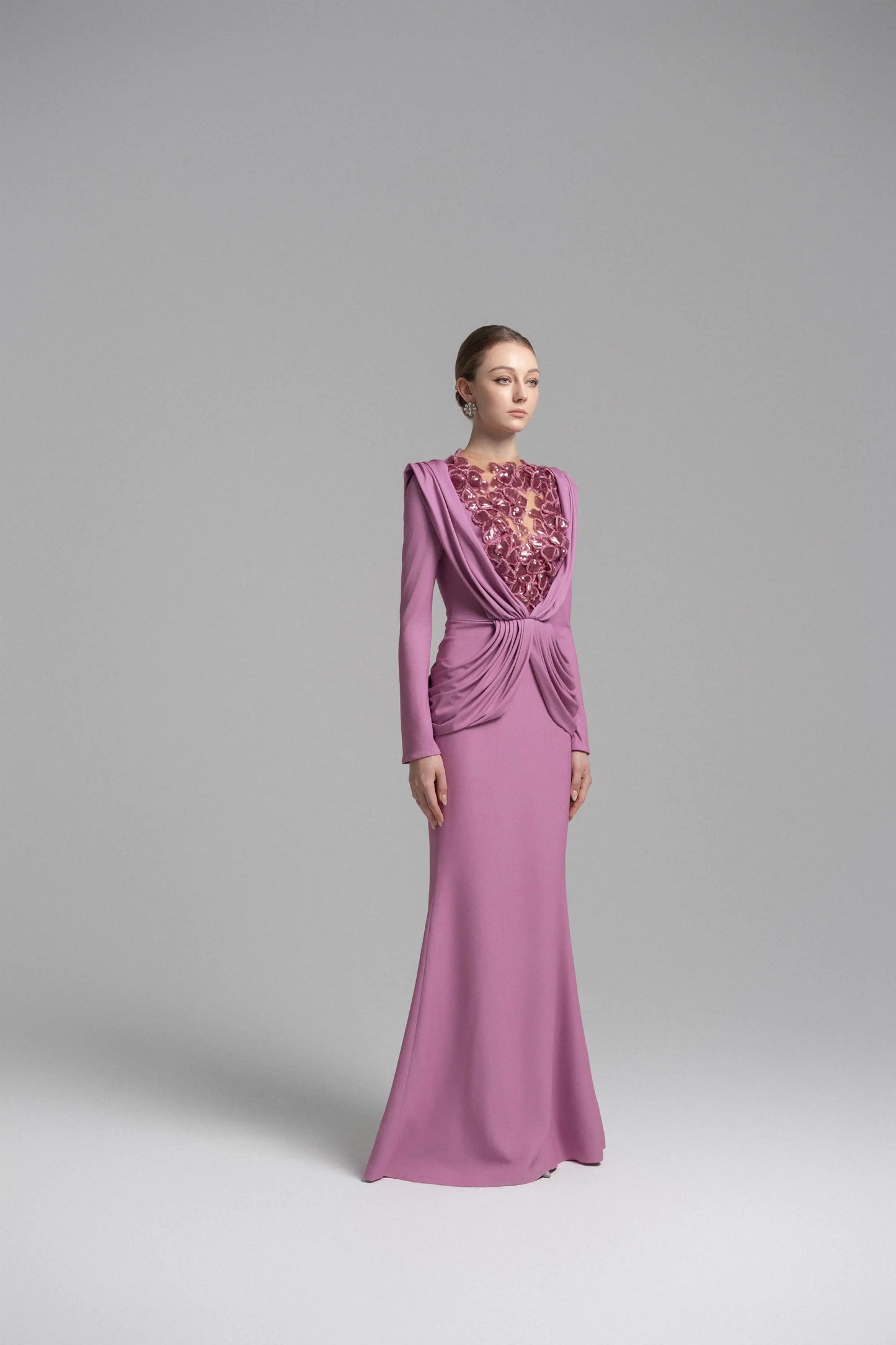 Ethereal Hooded Lace Evening Gown