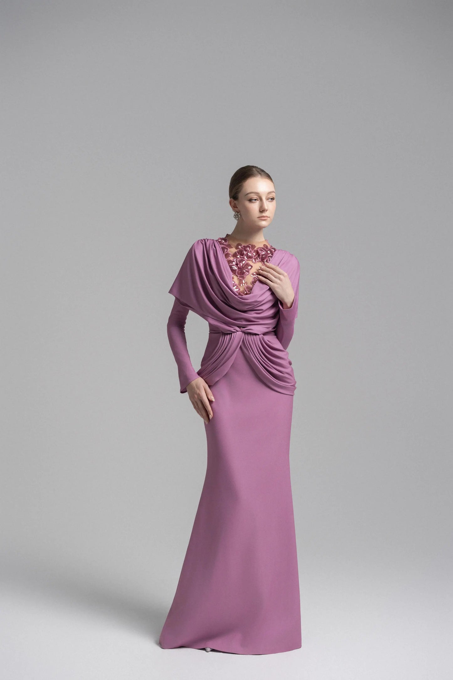 Ethereal Hooded Lace Evening Gown