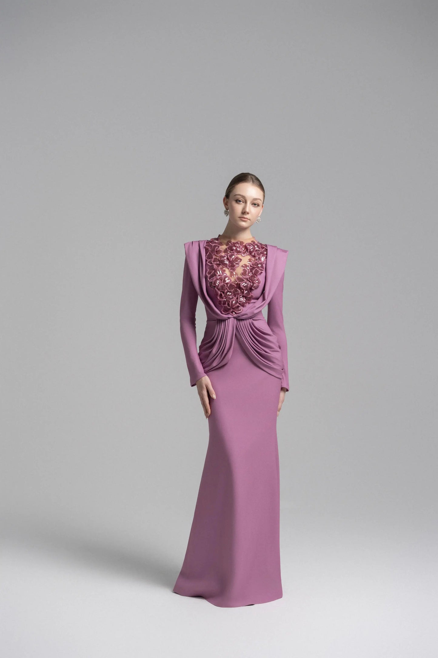 Ethereal Hooded Lace Evening Gown