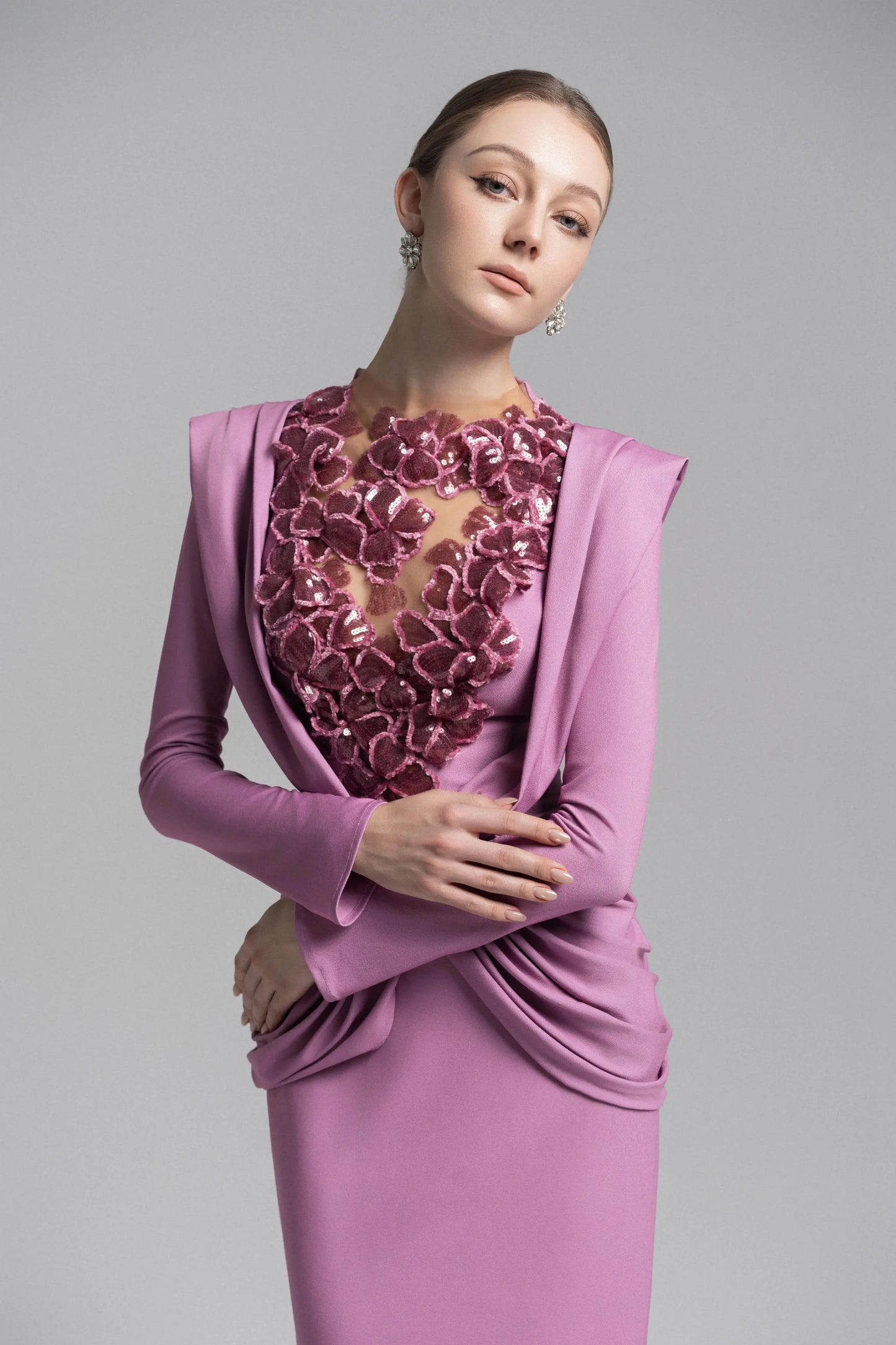 Ethereal Hooded Lace Evening Gown