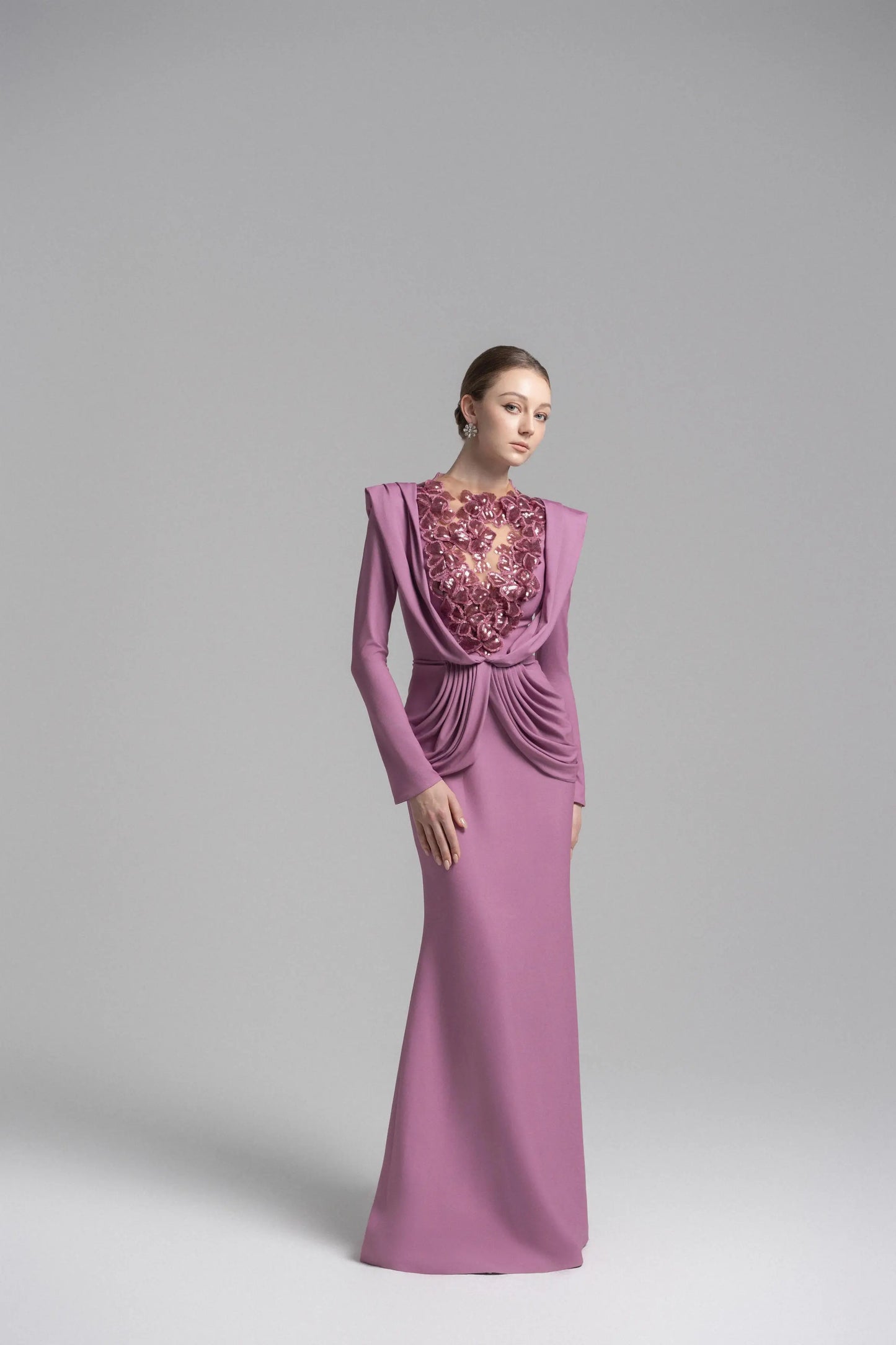 Ethereal Hooded Lace Evening Gown