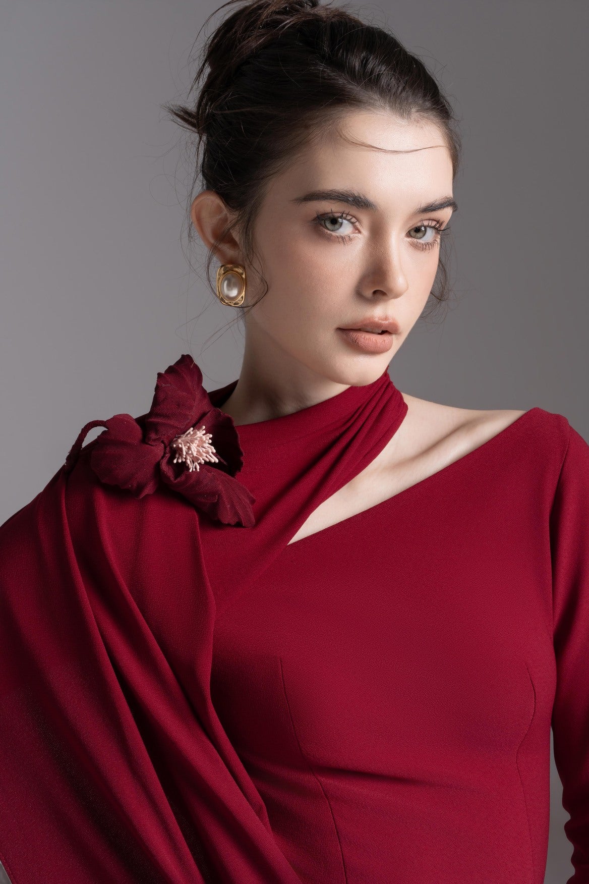 Silken Scarf Gown in Burgundy