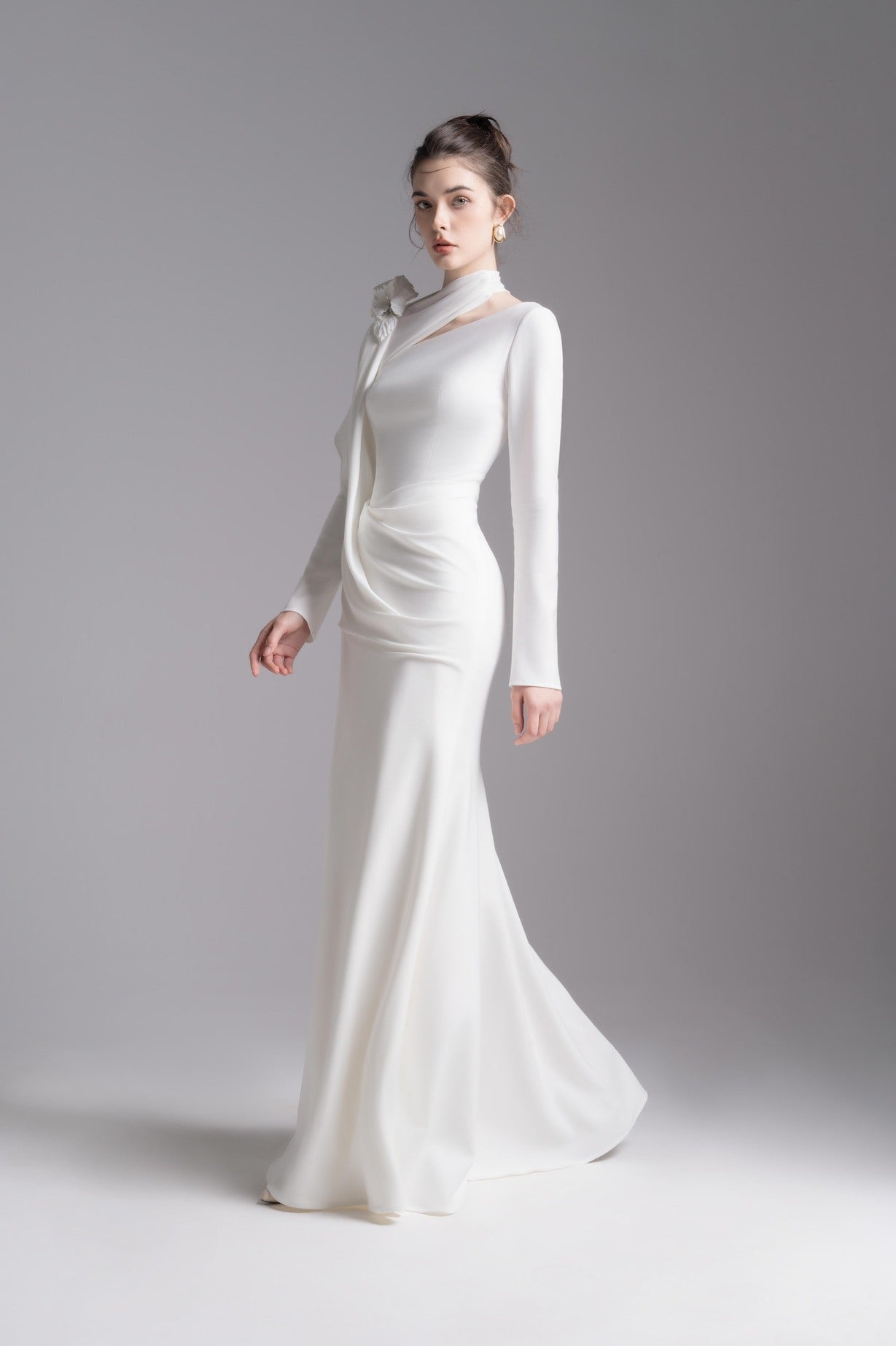 Bloom Asymmetry Dress in White