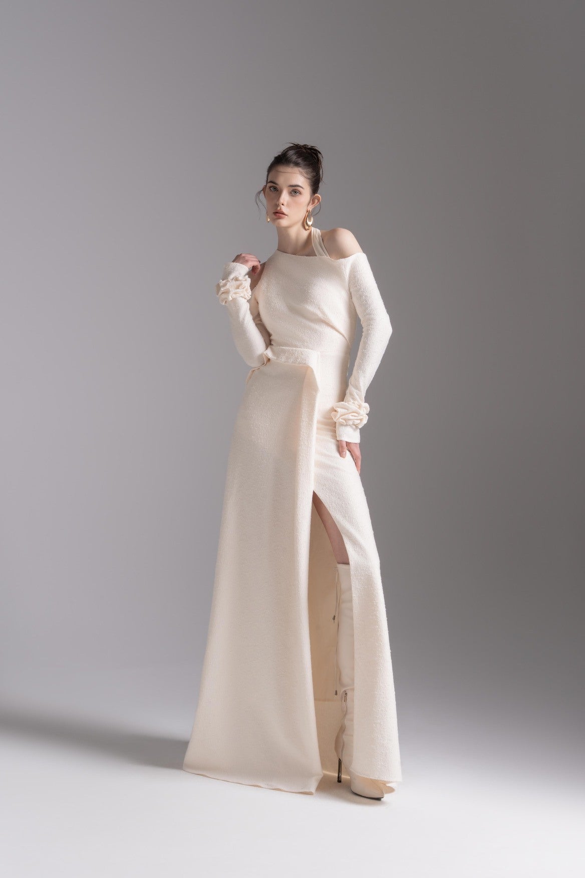 Aura Draped Midi in Cream