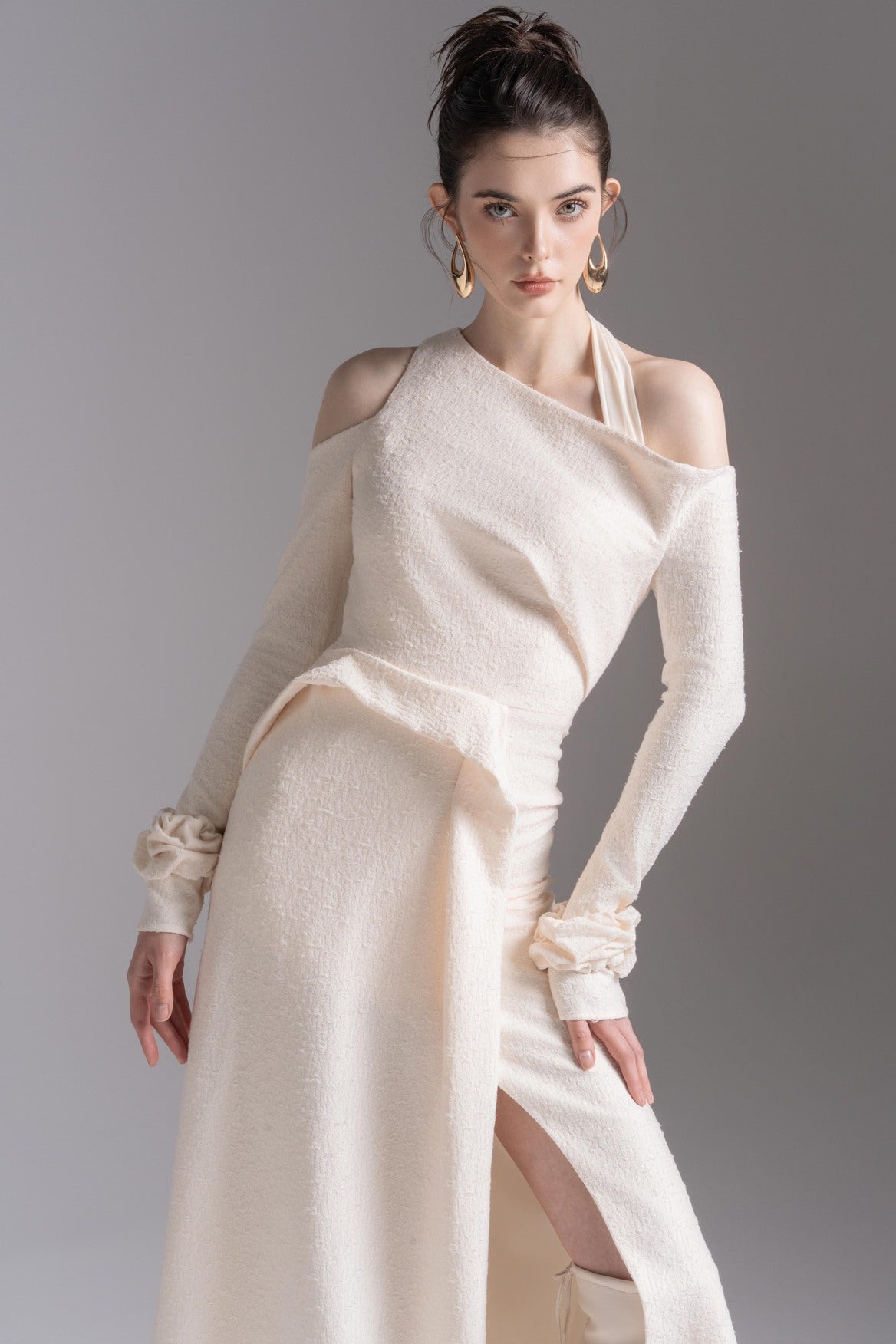 Aura Draped Midi in Cream