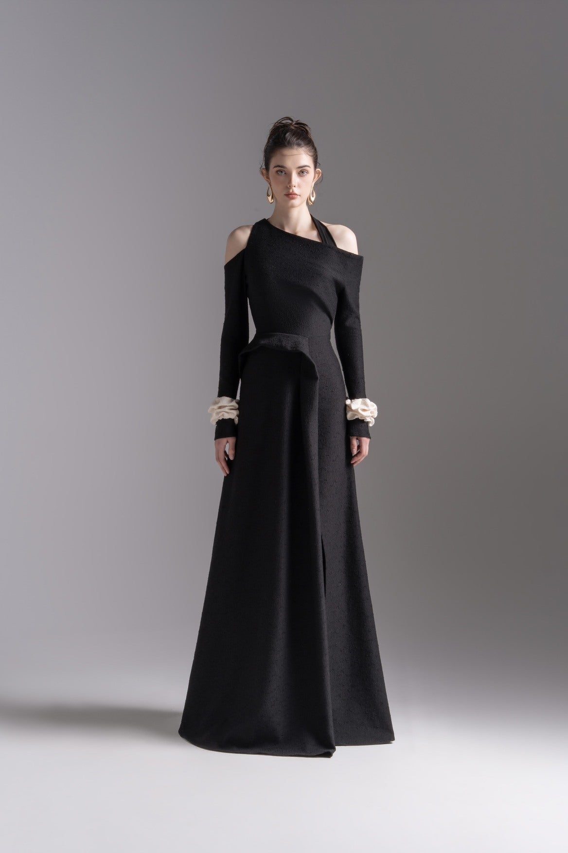 Aura Draped Midi in Black