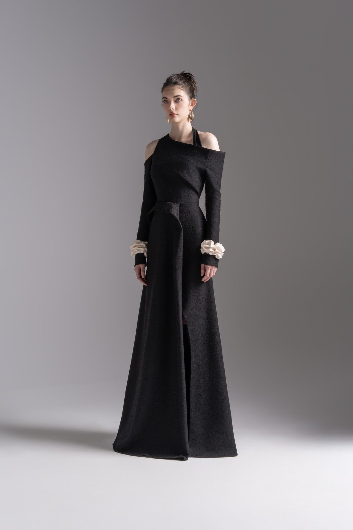 Aura Draped Midi in Black