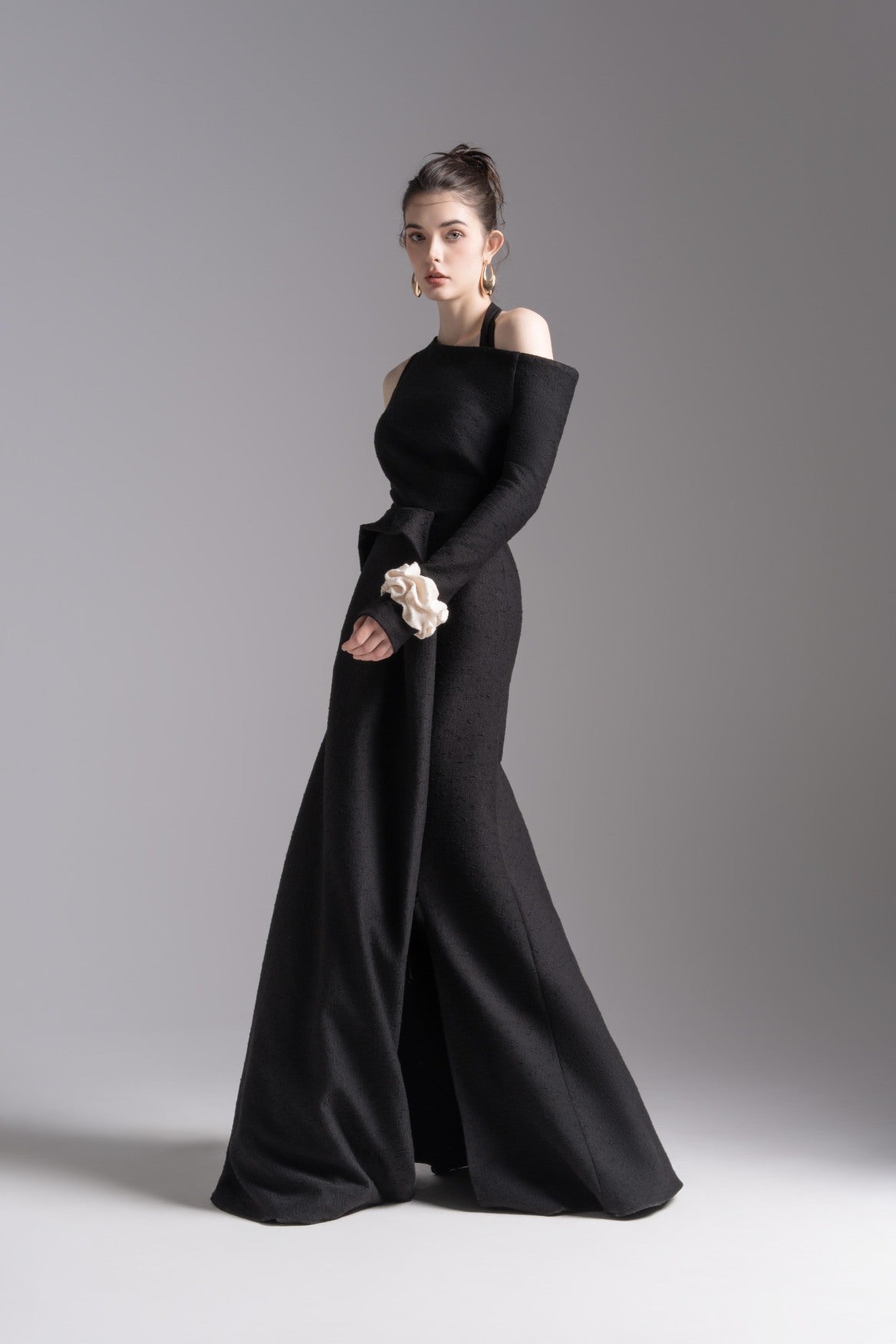 Aura Draped Midi in Black