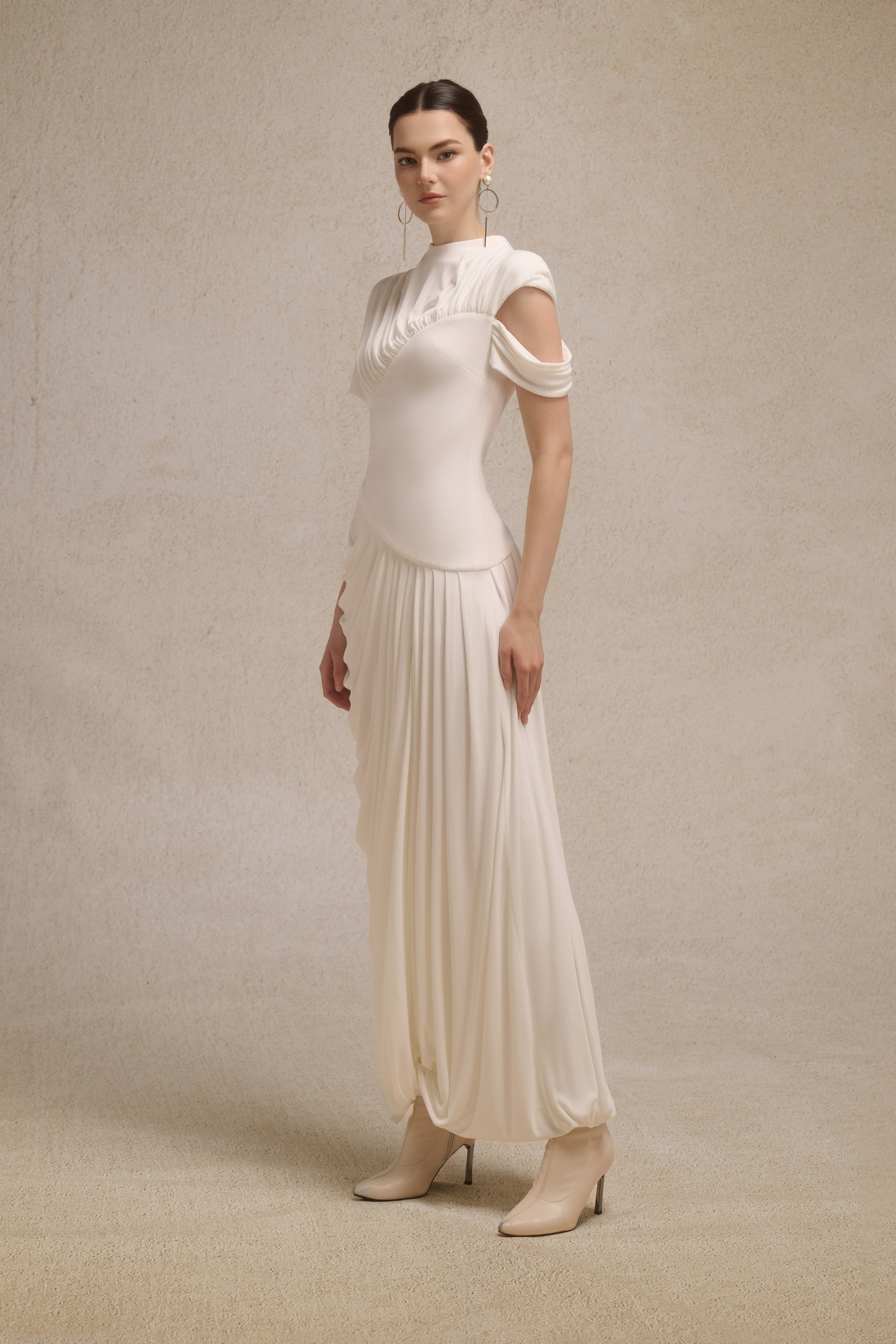 Eris Corset Dress in Light Cream