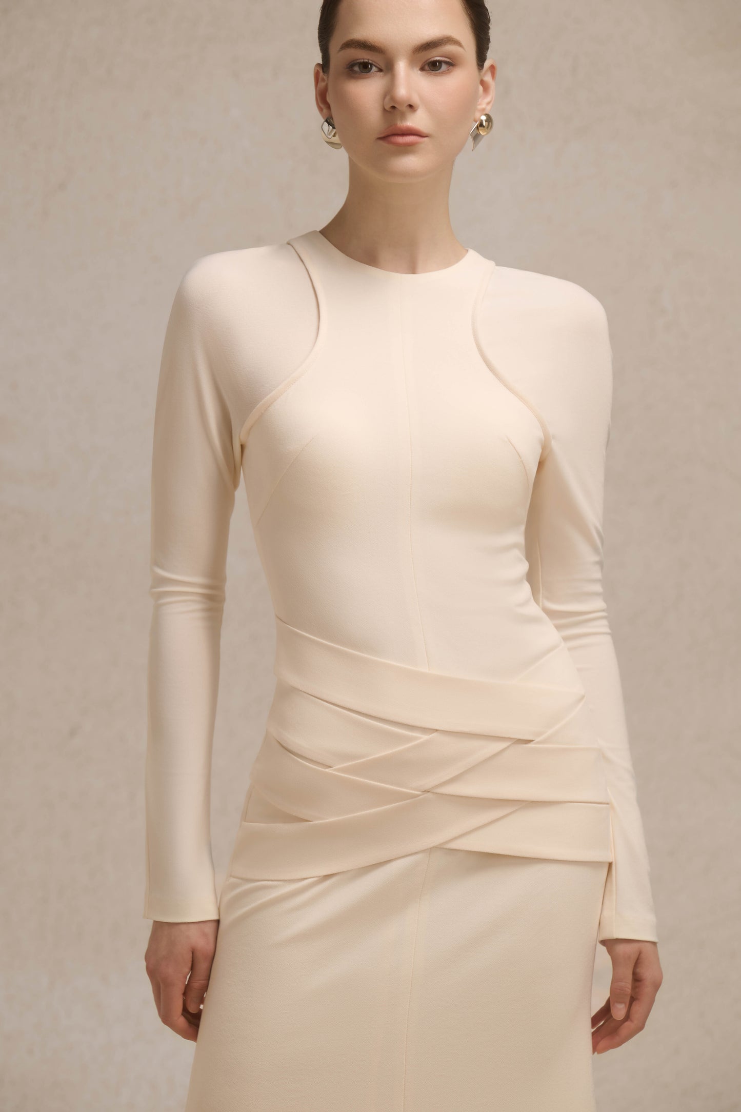 Nyra Lace-Up Midi in Cream