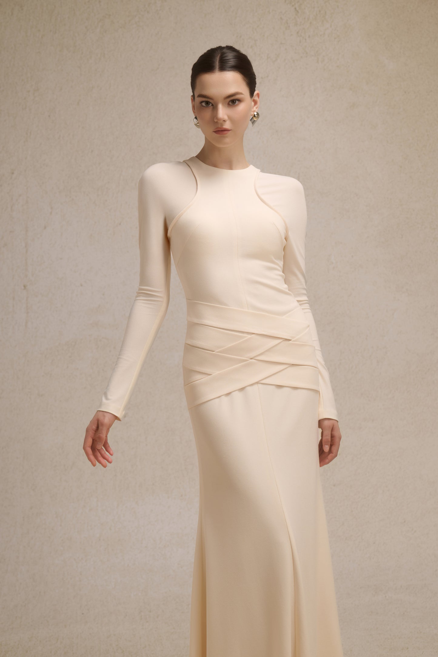 Nyra Lace-Up Midi in Cream