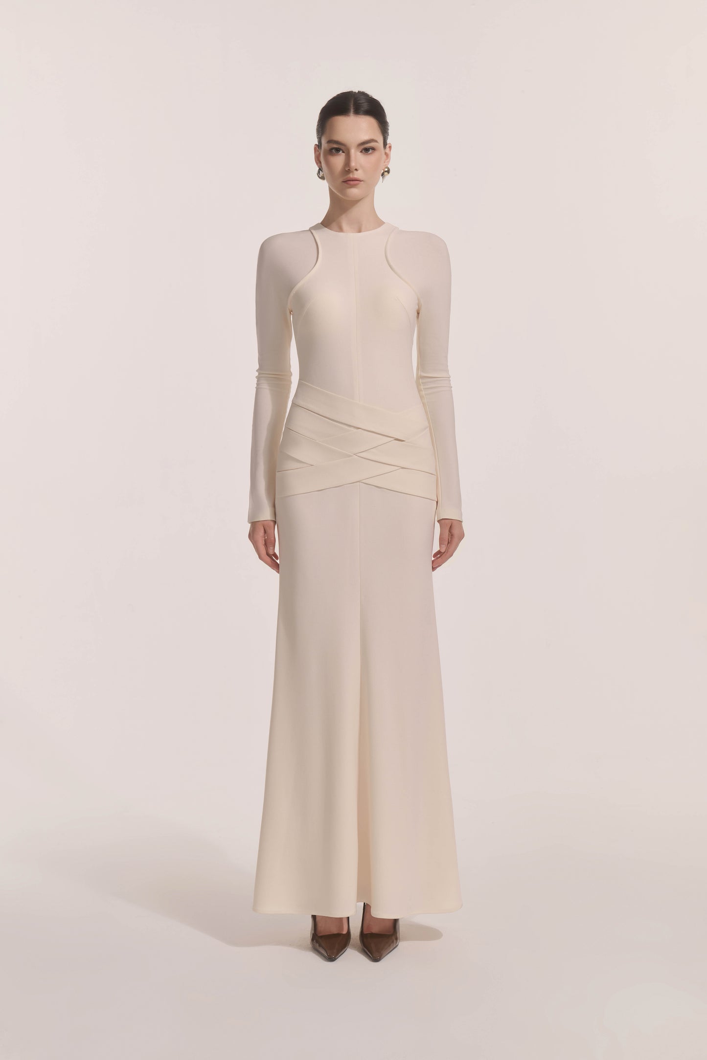 Nyra Lace-Up Midi in Cream