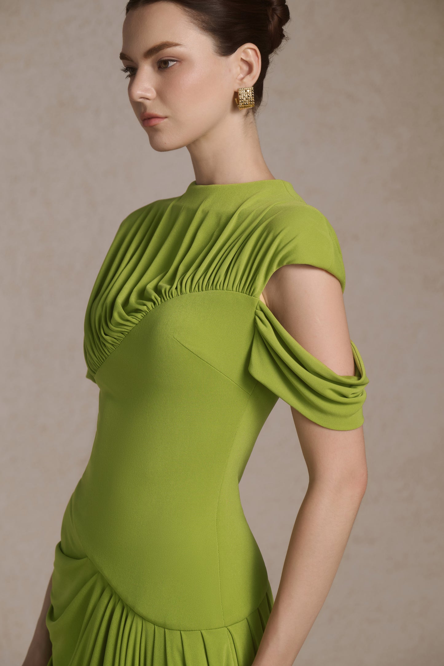 Eris Corset Dress in Leafed Lime