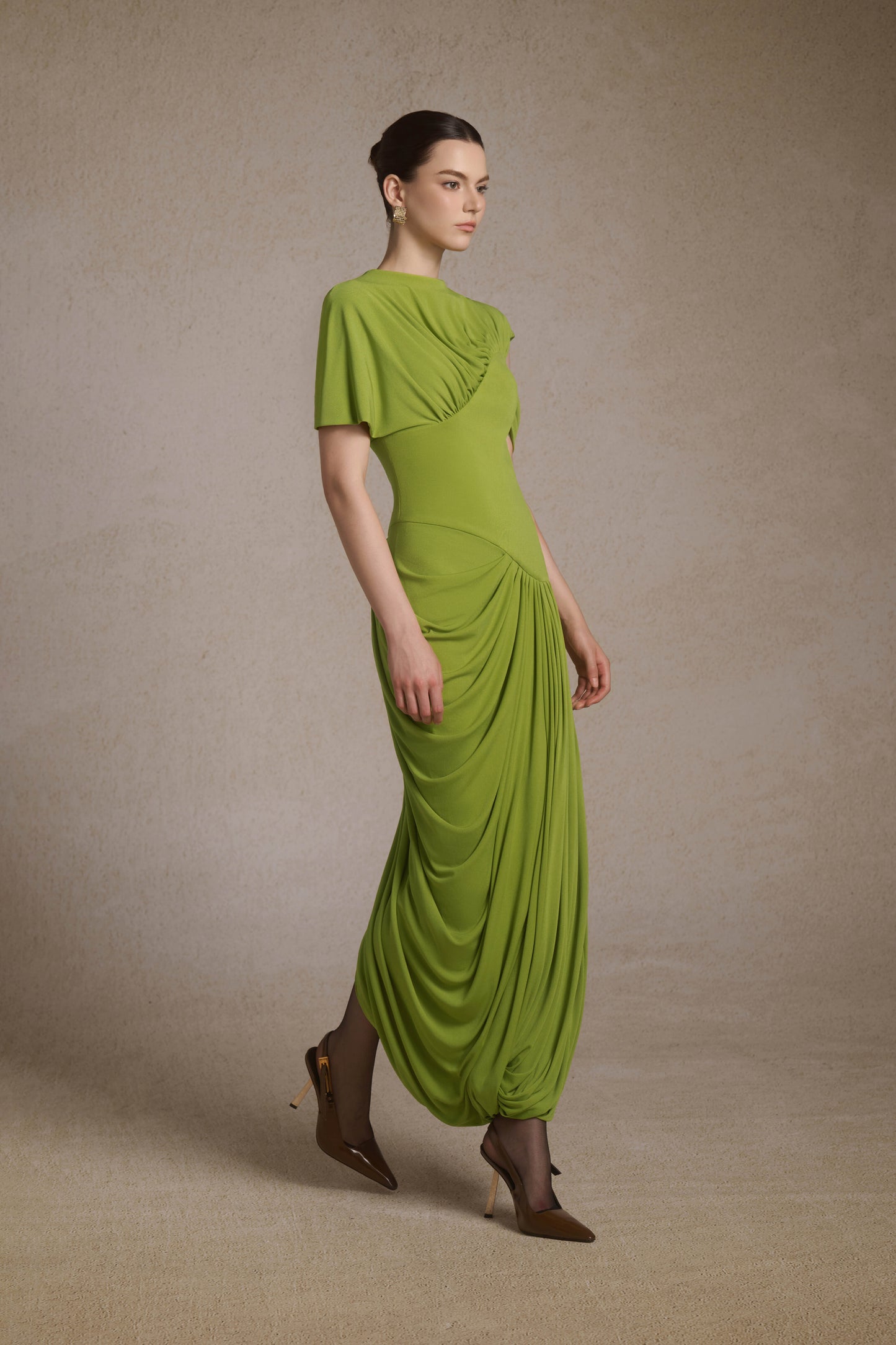 Eris Corset Dress in Leafed Lime