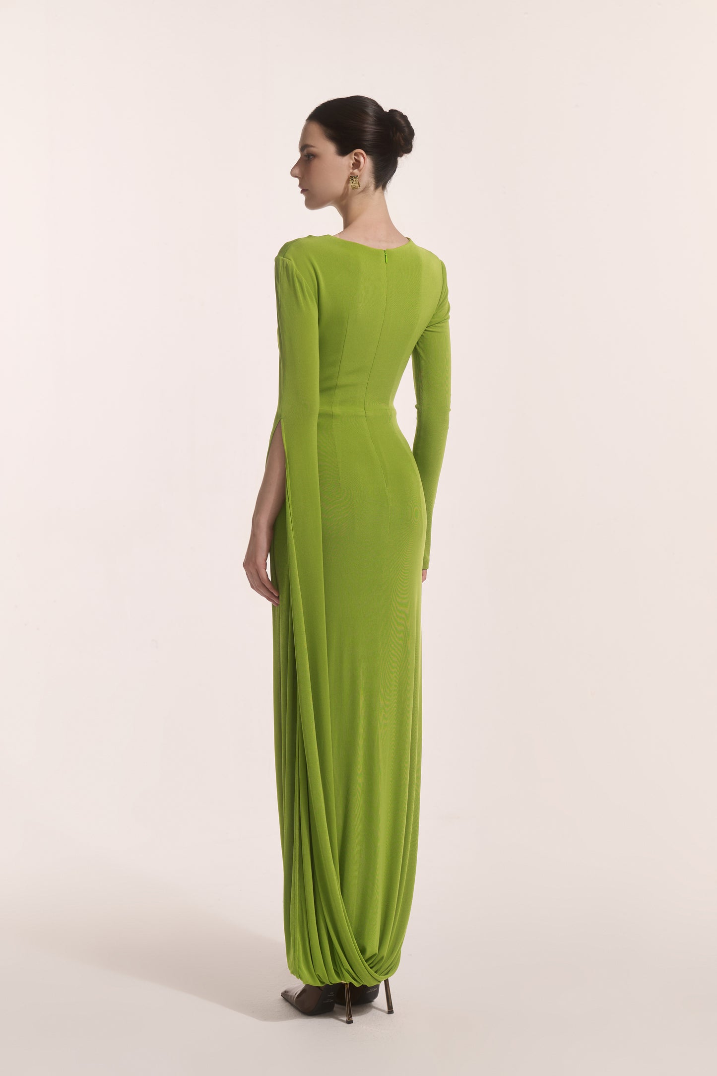 Lunara Tiered Midi in Leafed Lime