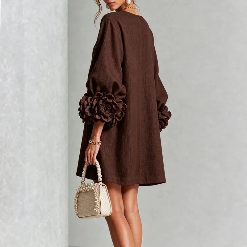 Honoria Flower Cuff Dress