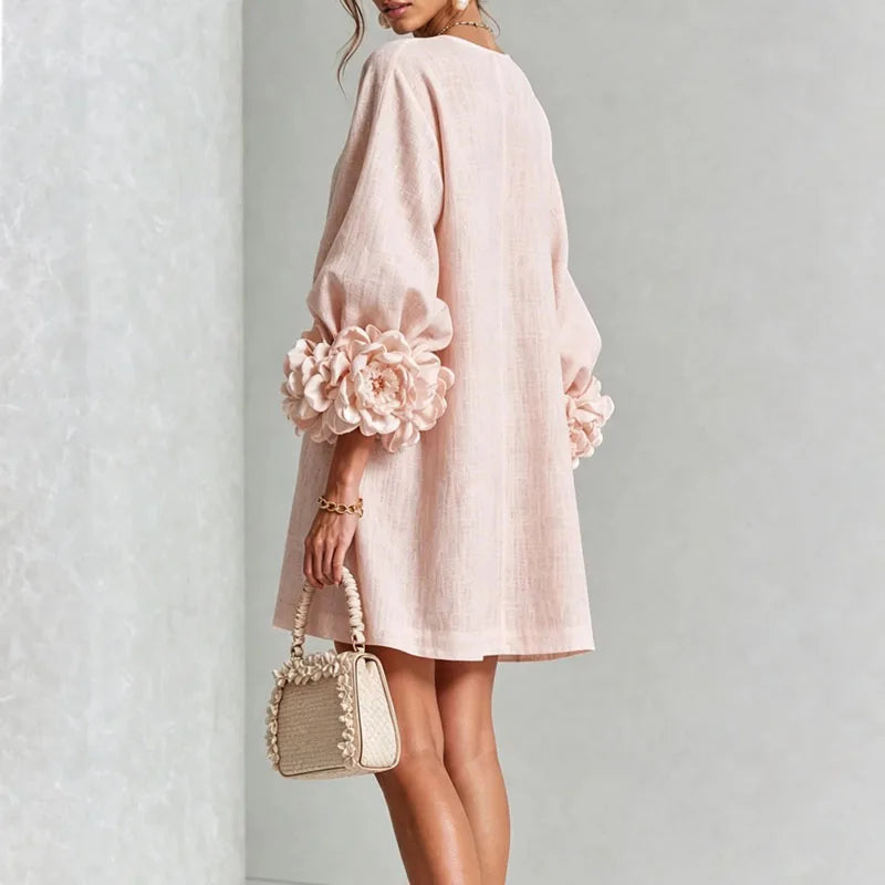 Honoria Flower Cuff Dress