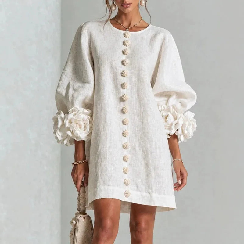 Honoria Flower Cuff Dress