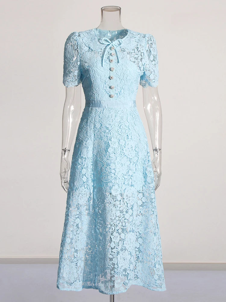 Shop Elara Lace Dress Wear Yours With Our Beautiful Accessories L / BLUE Shop Elara Lace Dress Wear Yours With Our Beautiful Accessories L / BLUE