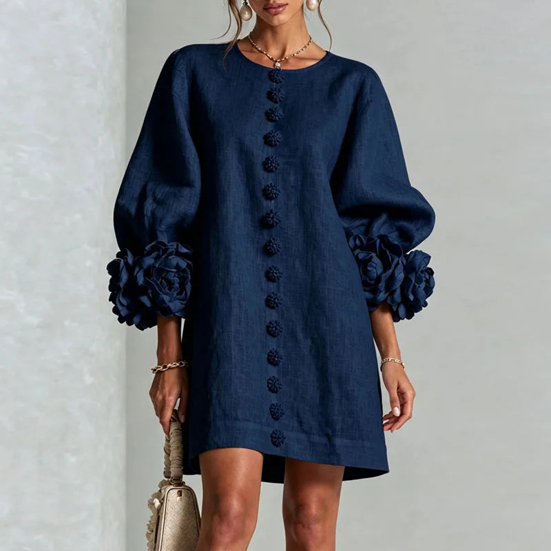 Honoria Flower Cuff Dress