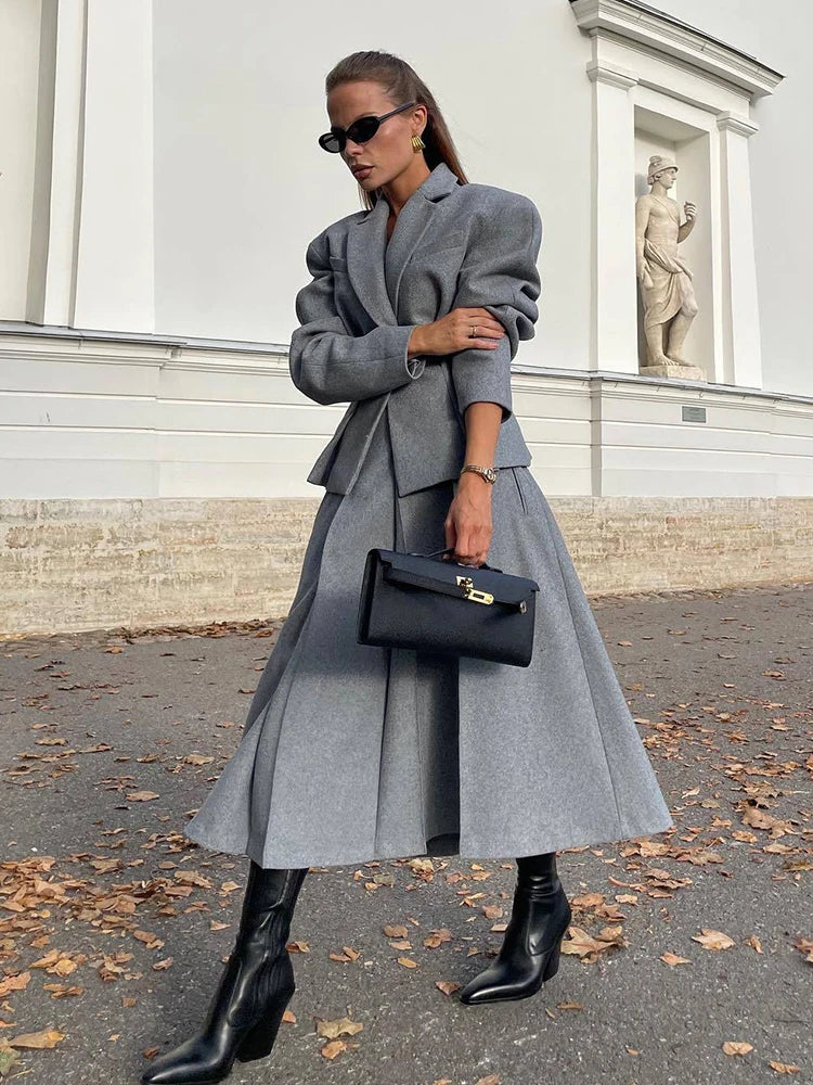 Ornella Pleated Skirt Suit