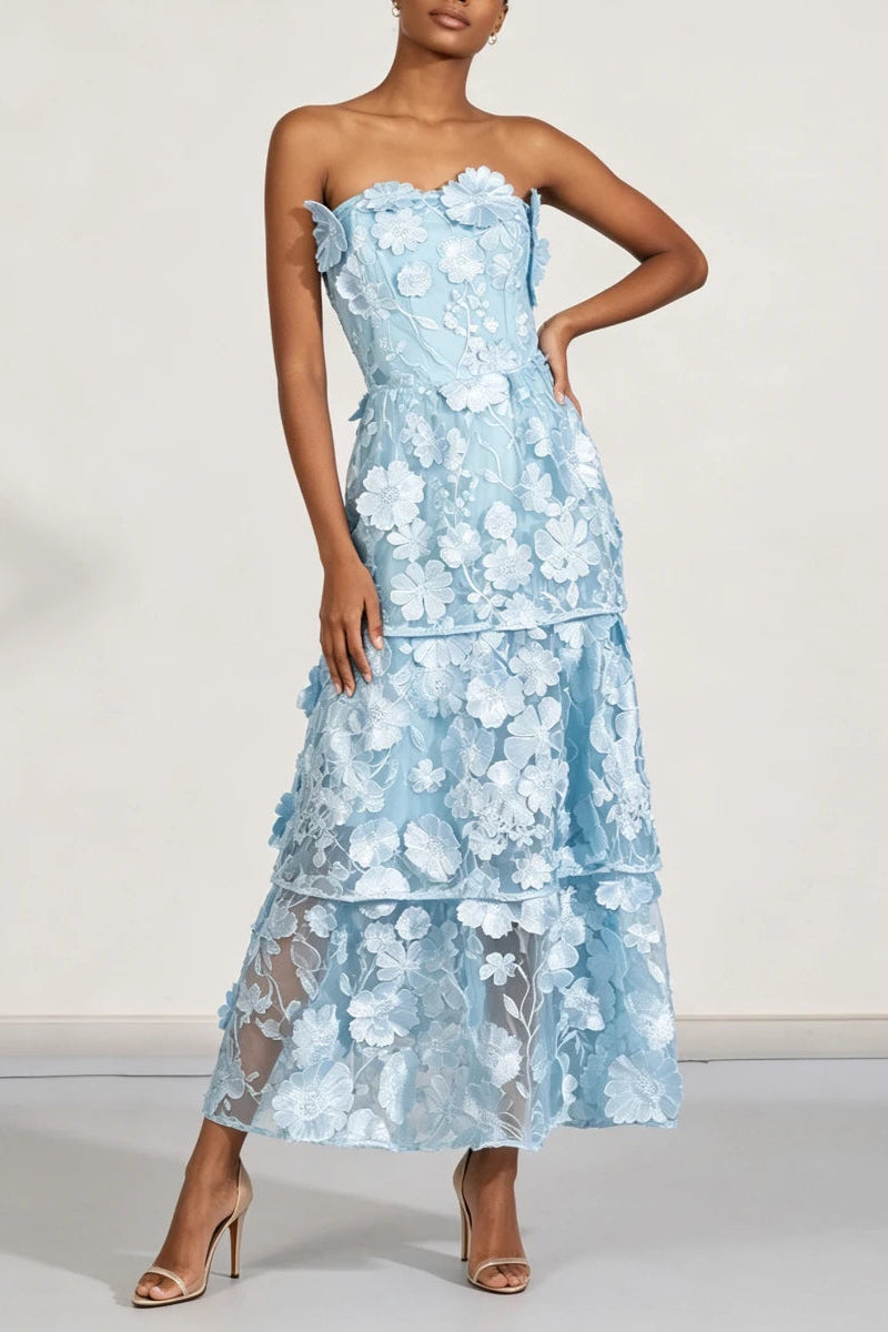 Royale Flower Strapless Dress