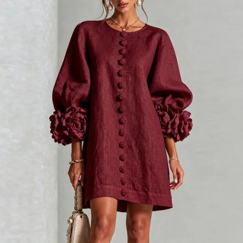 Honoria Flower Cuff Dress