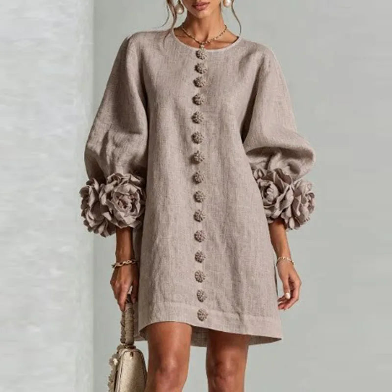 Honoria Flower Cuff Dress