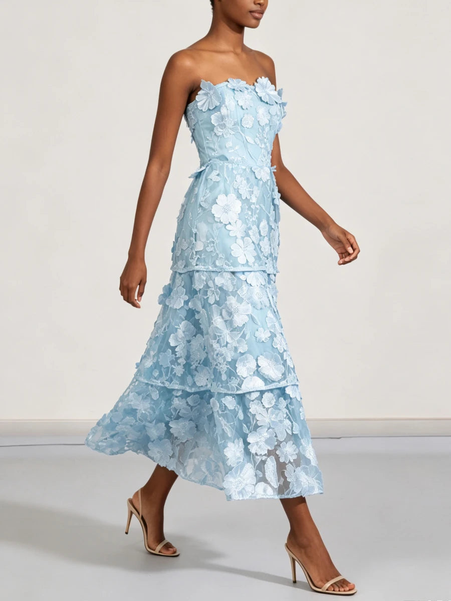 Royale Flower Strapless Dress