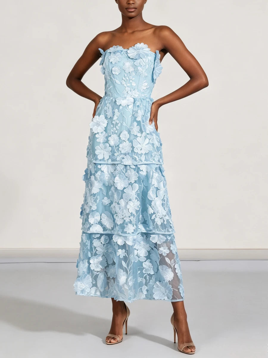 Royale Flower Strapless Dress