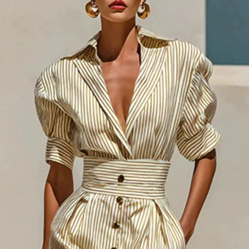 Theodosia Striped Shirt Dress
