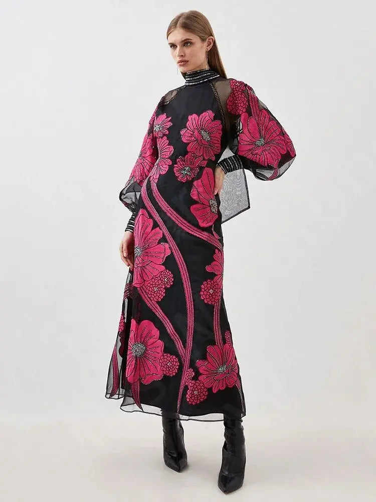 Positano Floral Evening Dress