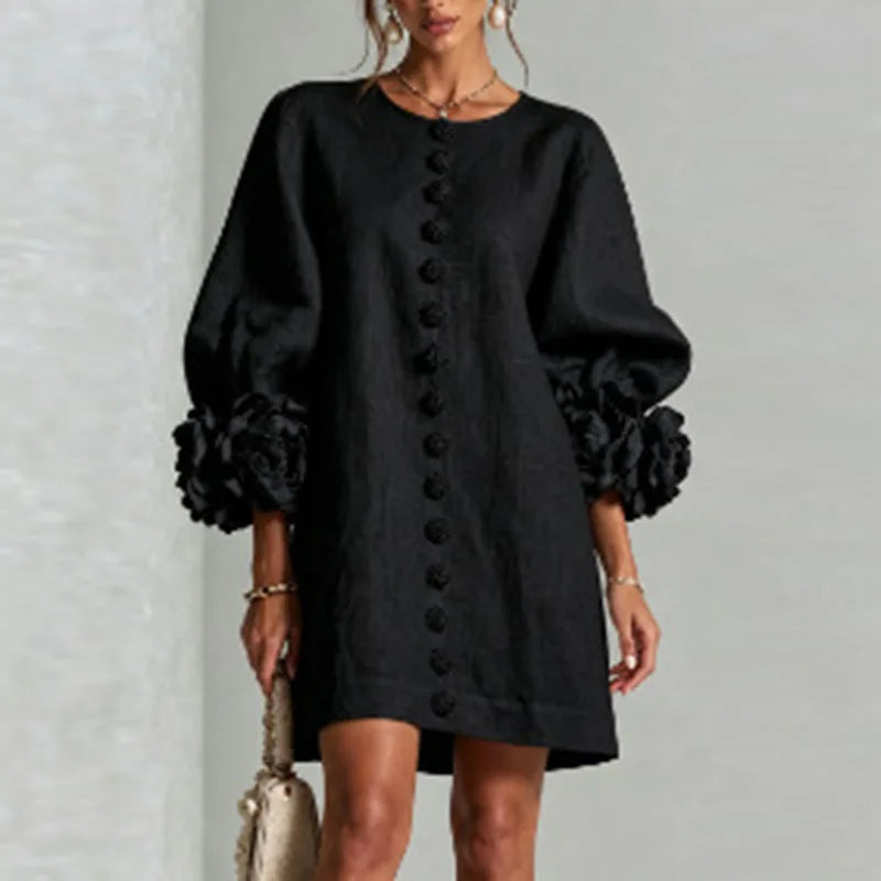 Honoria Flower Cuff Dress